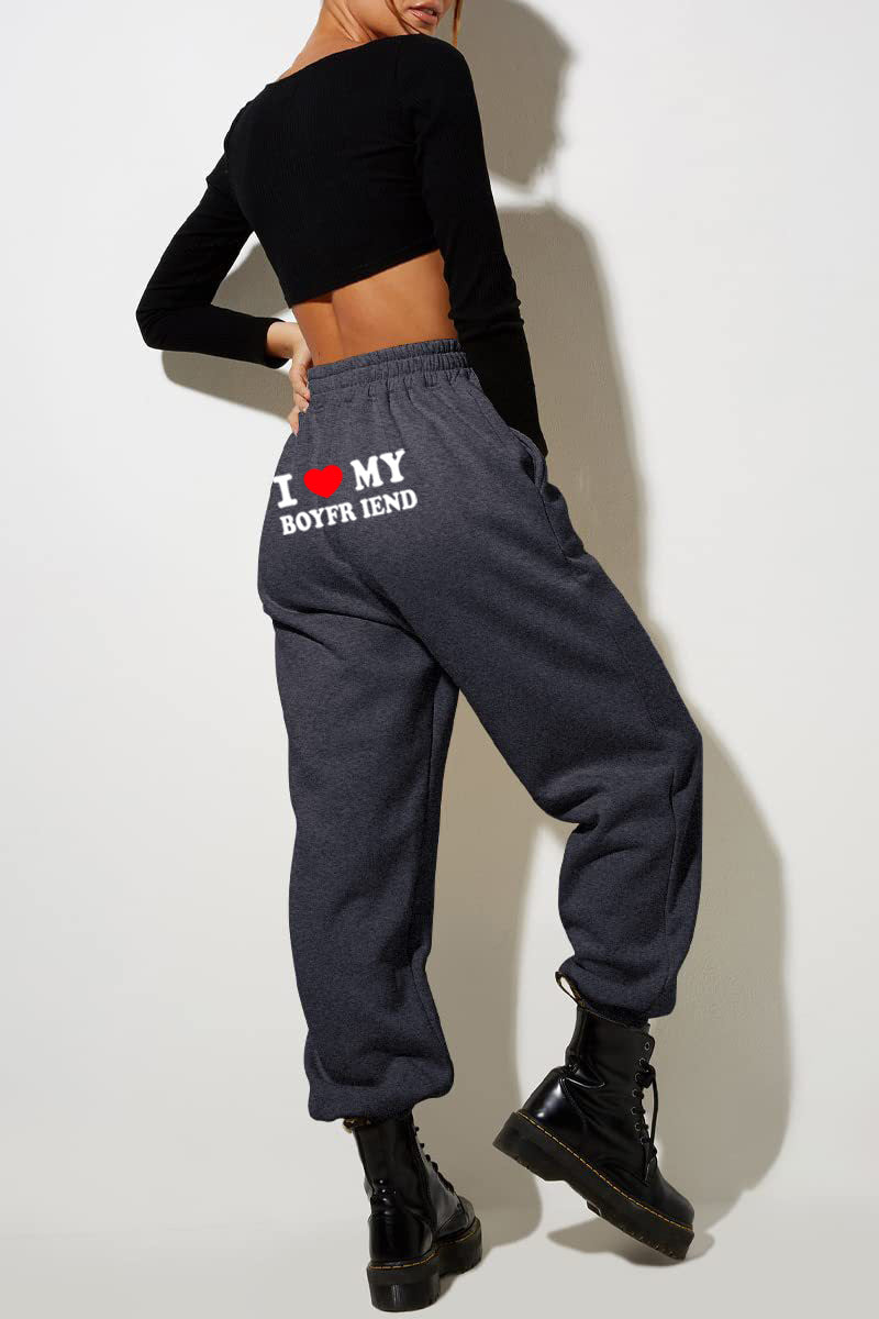 I MY BOYFRIEND Back Printing Casual Sweatpants Men And Women