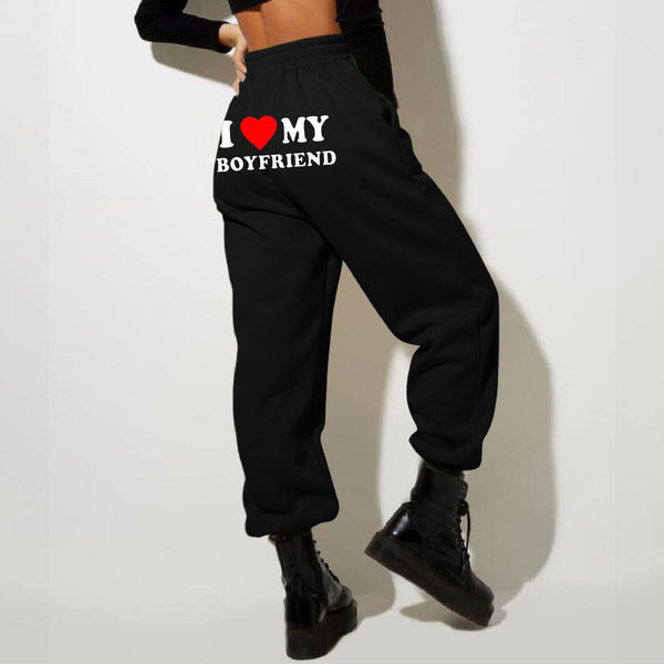 I MY BOYFRIEND Back Printing Casual Sweatpants Men And Women